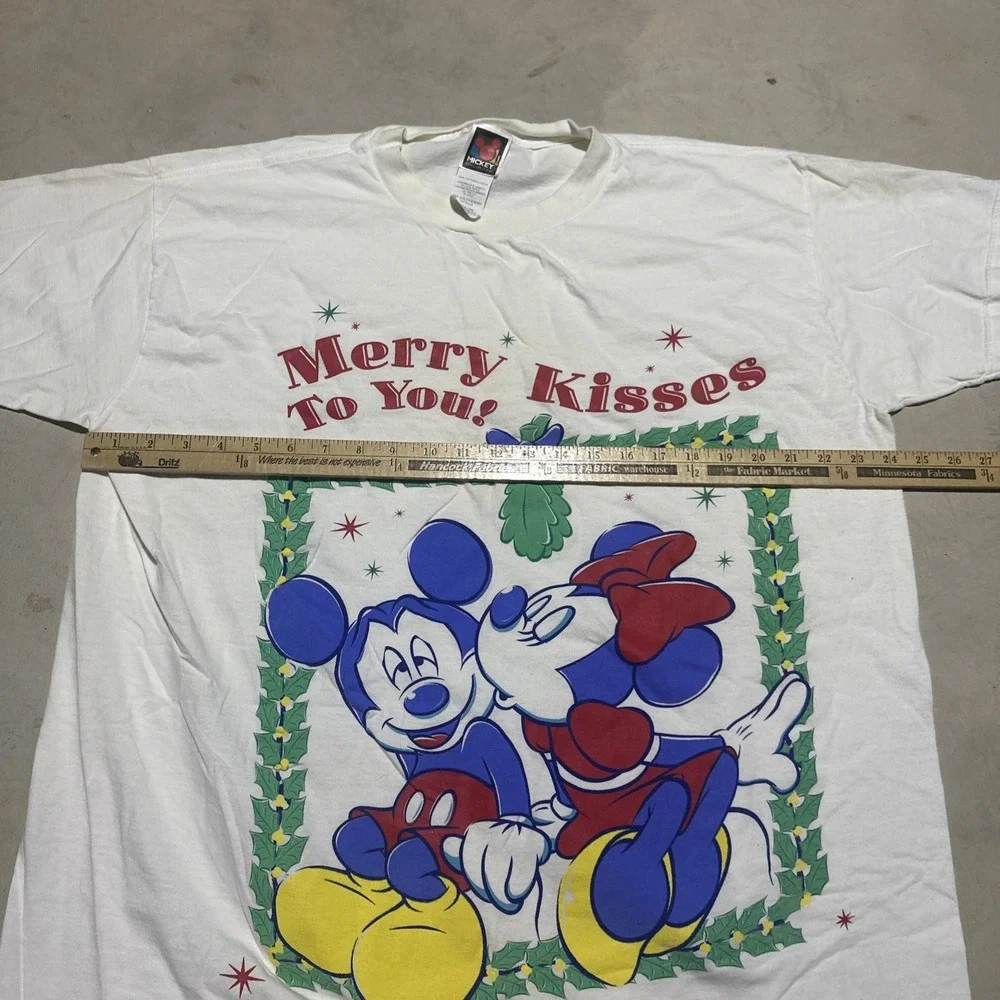 Y2K Mickey Unlimited T-Shirt Unisex Men's OS White Merry Kisses Vintage Disney